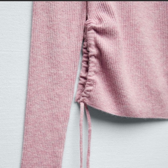 New Zara Side Gathered light pink Sweater, size Small - Picture 4 of 6